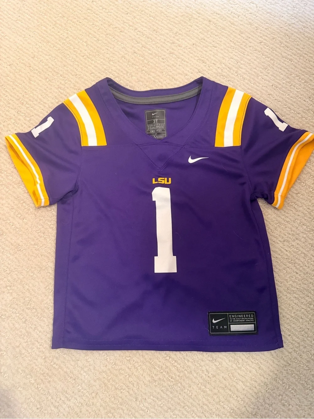 Nike Youth LSU Purple and Gold Football Jersey - #1